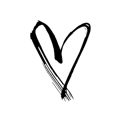 Grunge hand drawn ink heart. Valentine day dry brush print. Vector grunge illustration.のイラスト素材