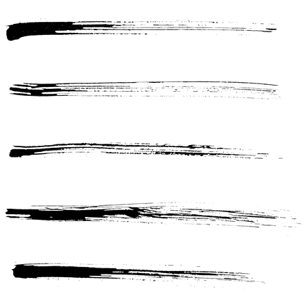 Set of ink vector brush strokes. Vector illustration. Grunge hand drawn watercolor texture.のイラスト素材