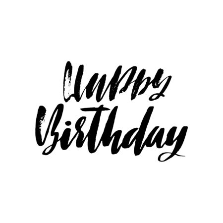 Happy birthday lettering for invitation and greeting card, prints and posters. Handwritten inscription. Calligraphic design. Vector illustrationのイラスト素材