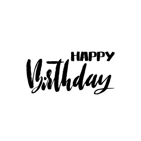 Happy birthday lettering for invitation and greeting card, prints and posters. Handwritten inscription. Calligraphic design. Vector illustrationのイラスト素材