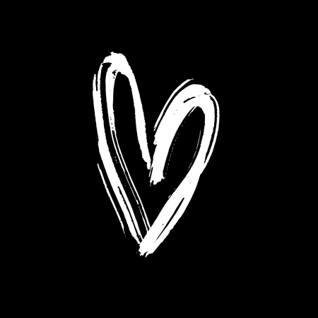 Grunge hand drawn ink heart. Valentine day dry brush print. Vector grunge illustration.のイラスト素材