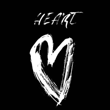 Grunge hand drawn ink heart. Valentine day dry brush print. Vector grunge illustration.のイラスト素材