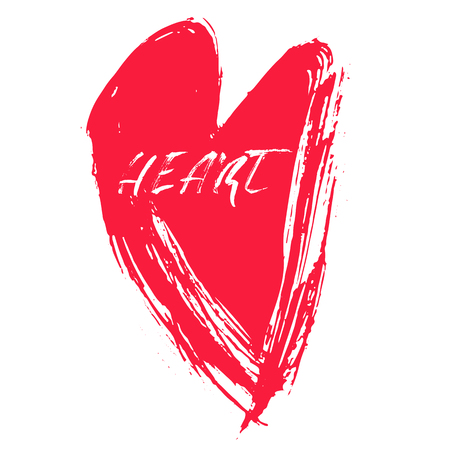 Grunge hand drawn ink heart. Valentine day dry brush print. Vector grunge illustrationのイラスト素材