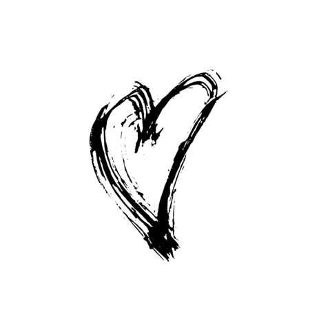 Grunge hand drawn ink heart. Valentine day dry brush print. Vector grunge illustrationのイラスト素材