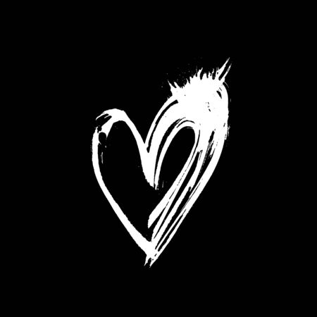 Grunge hand drawn ink heart. Valentine day dry brush print. Vector grunge illustrationのイラスト素材