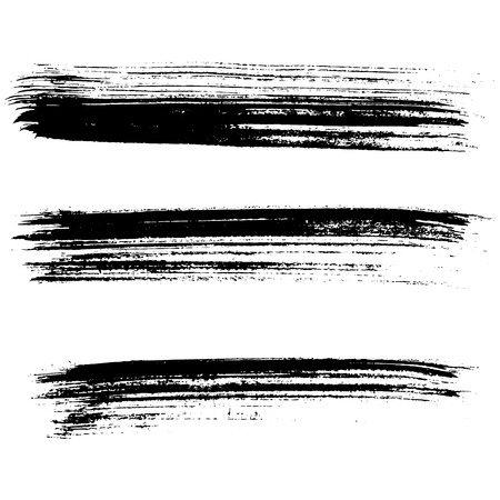 Set of ink vector brush strokes. Vector illustration. Grunge hand drawn watercolor textureのイラスト素材