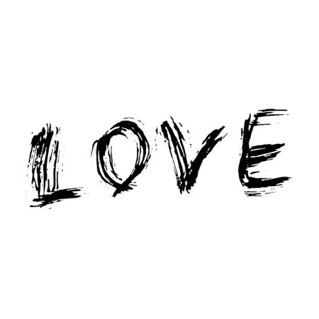 Love. Ink hand drawn lettering. Modern dry brush typography. Grunge vector illustrationのイラスト素材