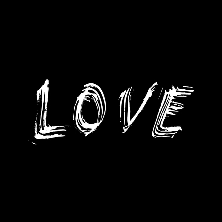 Love. Ink hand drawn lettering. Modern dry brush typography. Grunge vector illustrationのイラスト素材