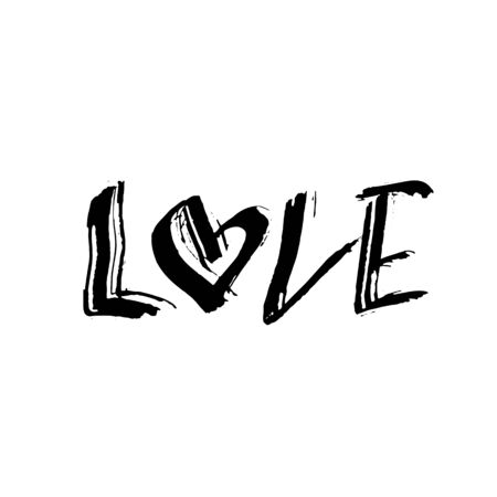 Love. Ink hand drawn lettering. Modern dry brush typography. Grunge vector illustrationのイラスト素材