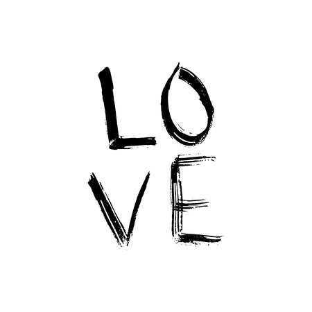Love. Ink hand drawn lettering. Modern dry brush typography. Grunge vector illustrationのイラスト素材
