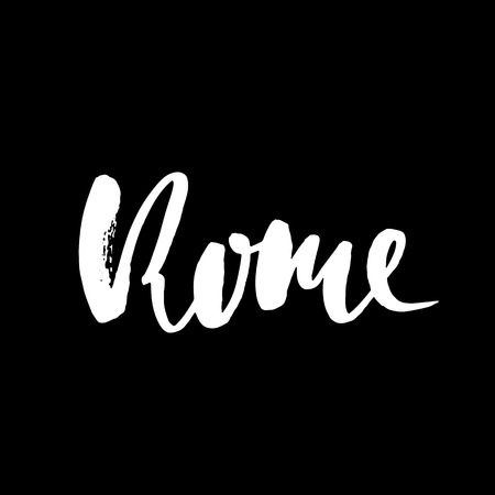 Rome, Italy. City typography lettering design. Hand drawn dry brush calligraphy. Isolated vector illustrationのイラスト素材