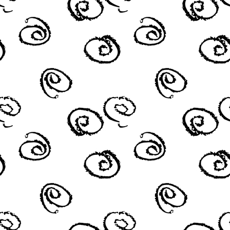 Seamless black and white ink swirls pattern. Vector grunge background. Vector illustrationのイラスト素材