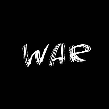 War. Ink hand drawn lettering. Modern dry brush typography. Grunge vector illustrationのイラスト素材