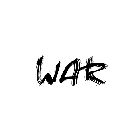 War. Ink hand drawn lettering. Modern dry brush typography. Grunge vector illustrationのイラスト素材