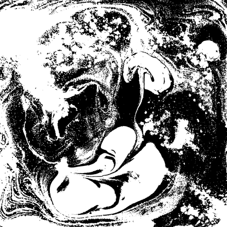 Black and white liquid texture, watercolor hand drawn marbling illustration, abstract backgroundのイラスト素材