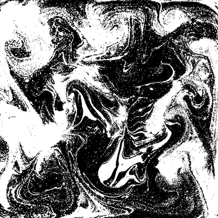 Black and white liquid texture, watercolor hand drawn marbling illustration, abstract backgroundのイラスト素材