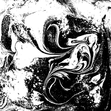 Black and white liquid texture, watercolor hand drawn marbling illustration, abstract backgroundのイラスト素材