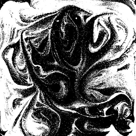 Black and white liquid texture, watercolor hand drawn marbling illustration, abstract backgroundのイラスト素材
