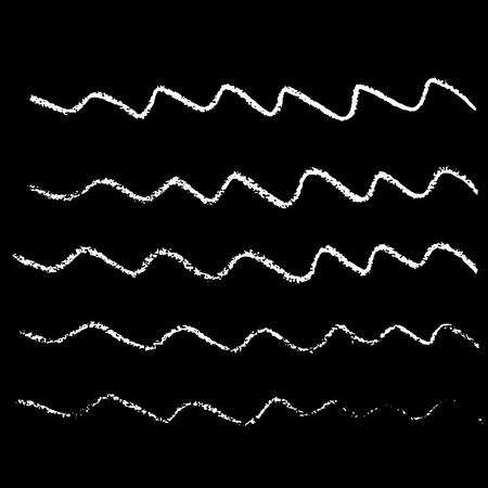 Set of chalk vector wave brush strokes. Vector illustration. Grunge hand drawn watercolor texture.のイラスト素材