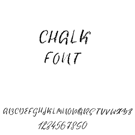 Hand drawn font made by dry brush strokes. Grunge style modern alphabet. Handwritten font. Vector illustration.のイラスト素材