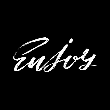 Hand drawing lettering vector illustration. Enjoy lettering design, grunge handwritten inscription. Vector illustration.の写真素材