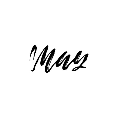 May month. Ink hand drawn lettering. Modern dry brush typography. Grunge vector illustration.のイラスト素材
