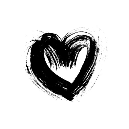 Grunge hand drawn ink heart. Valentine day dry brush print. Vector grunge illustration.のイラスト素材