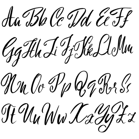 Hand drawn font. Modern brush lettering. Elegant alphabet. Vector illustration.のイラスト素材