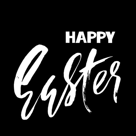 Happy Easter dry brush lettering for greeting card. Vector hand drawn illustration. Grunge inscription. Handwritten inscription.のイラスト素材