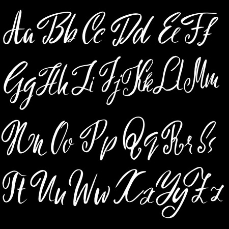 Hand drawn font. Modern brush lettering. Elegant alphabet. Vector illustration.のイラスト素材