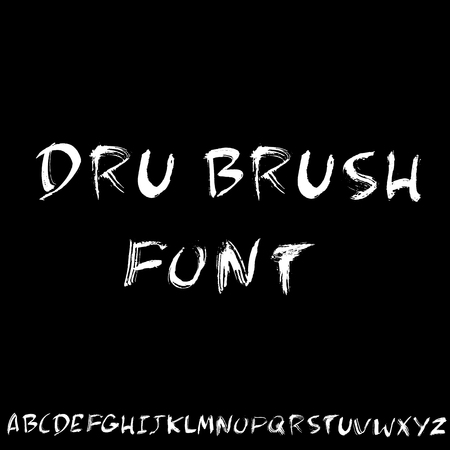 Hand drawn font made by dry brush strokes. Modern brush lettering. Grunge style alphabet. Vector illustration.のイラスト素材