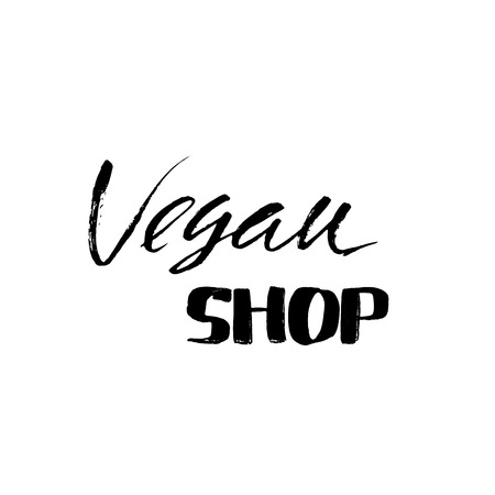 Hand lettered inspirational quote. Vegan shop. Hand brushed ink lettering. Modern brush calligraphy. Vector illustration.のイラスト素材