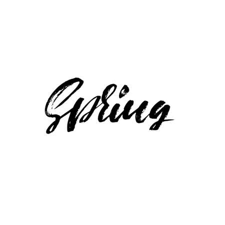 Handwritten lettering. Spring. Hand drawn calligraphy letters. Vector illustration. Typography poster.のイラスト素材