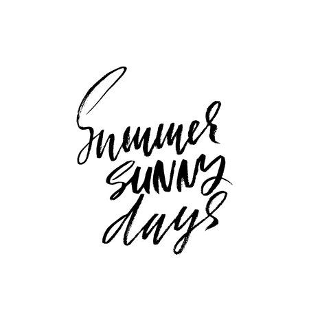Summer sunny days. Hand drawn lettering. Vector illustration. Handwritten inscription.のイラスト素材