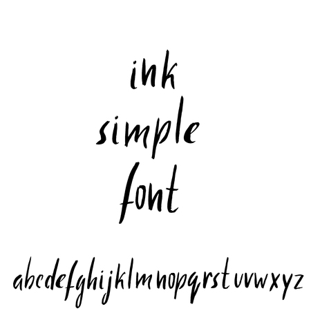 Hand drawn ink simple font. Modern brush lettering. Grunge style alphabet. Vector illustration.のイラスト素材