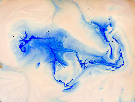 Blue and golden liquid texture, watercolor hand drawn marbling illustration, abstract backgroundの写真素材
