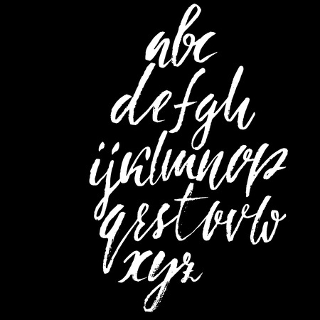 Hand drawn font. Modern dry brush lettering. Elegant alphabet. Vector illustration.のイラスト素材