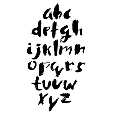 Hand drawn dry brush font. Modern brush lettering. Grunge style alphabet. Vector illustration.のイラスト素材