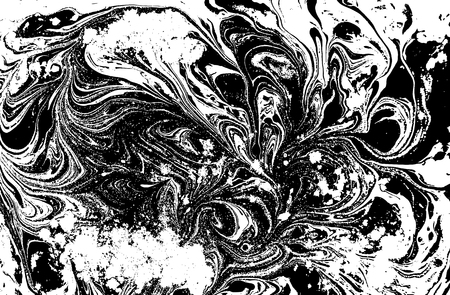 Black and white liquid texture, watercolor hand drawn marbling illustration, abstract vector backgroundのイラスト素材