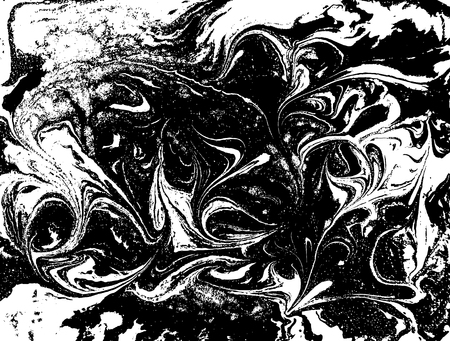 Black and white liquid texture, watercolor hand drawn marbling illustration, abstract vector backgroundのイラスト素材