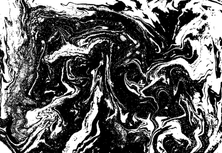 Black and white liquid texture, watercolor hand drawn marbling illustration, abstract vector backgroundのイラスト素材