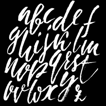 Hand drawn font. Modern dry brush lettering. Elegant alphabet. Vector illustration.のイラスト素材