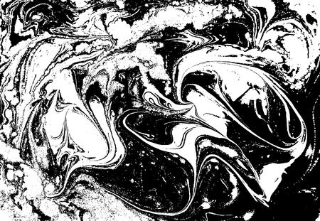 Black and white liquid texture, watercolor hand drawn marbling illustration, abstract vector backgroundのイラスト素材