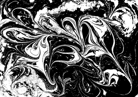 Black and white liquid texture, watercolor hand drawn marbling illustration, abstract vector backgroundのイラスト素材