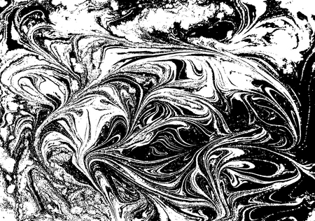 Black and white liquid texture, watercolor hand drawn marbling illustration, abstract vector backgroundのイラスト素材