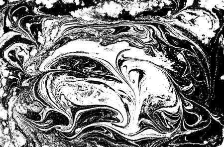 Black and white liquid texture, watercolor hand drawn marbling illustration, abstract vector backgroundのイラスト素材