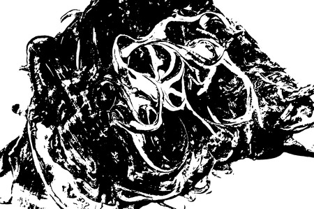 Black and white liquid texture, watercolor hand drawn marbling illustration, abstract background.のイラスト素材