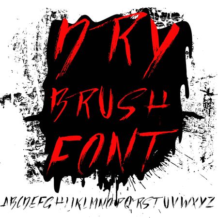 Hand drawn dry brush font. Modern brush lettering. Grunge style alphabet. Vector illustrationのイラスト素材