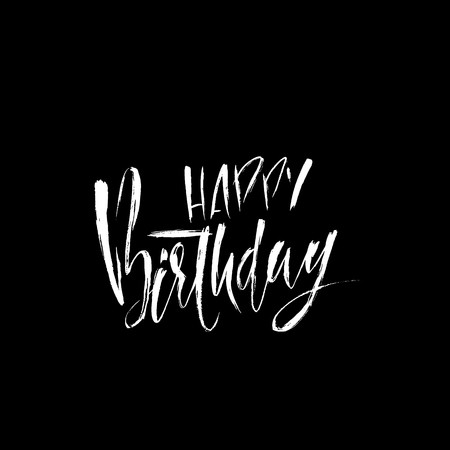 Happy birthday. Modern dry brush lettering for invitation and greeting card, prints and posters. Handwritten inscription. Calligraphic design. Vector illustration.のイラスト素材