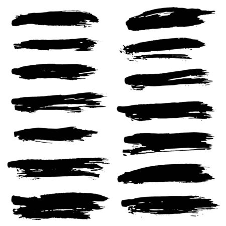 Ink vector brush strokes set. Vector illustration. Grunge hand drawn watercolor texture.のイラスト素材